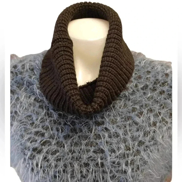 Iperico  One Size Cowl Neck Blue & Black Poncho - Picture 6 of 10